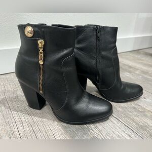 Jorge Bischoff Brazil Black Leather Ankle Boots Gold Hardware Brazil 34/EU36/US5